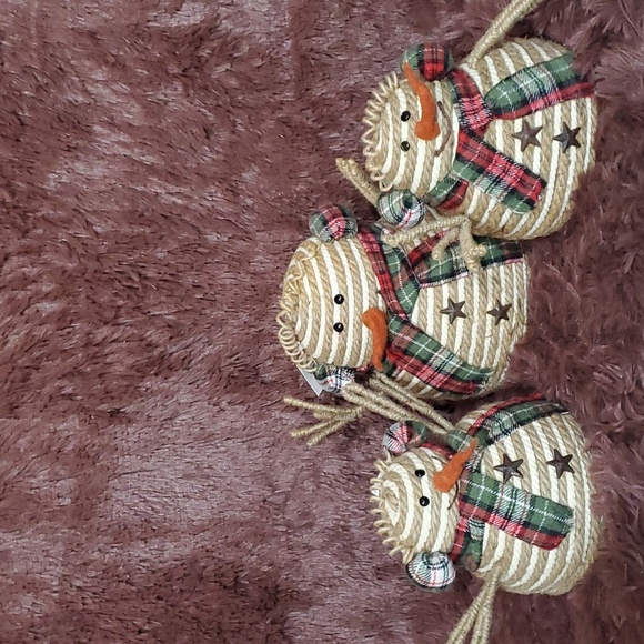 Hobby Lobby Set of 3 Burlap Country Snowmen NWT - Picture 1 of 6